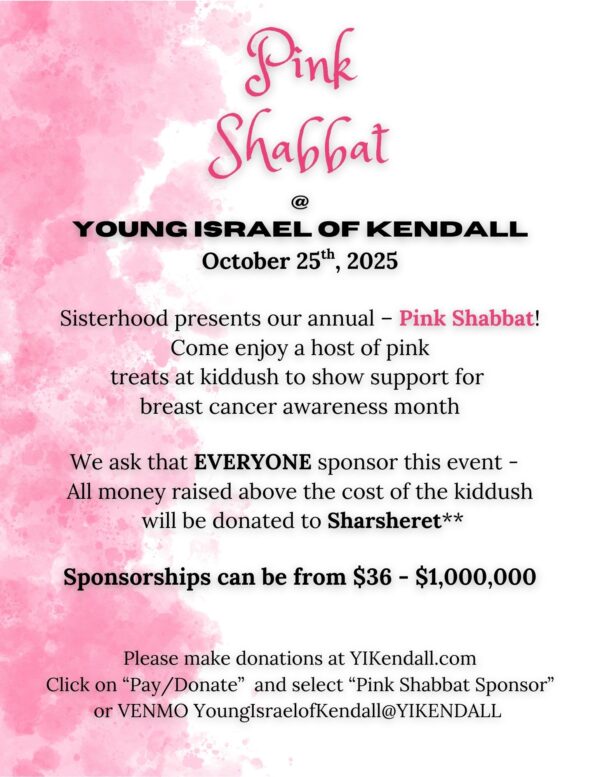 Pink Shabbat Sponsor